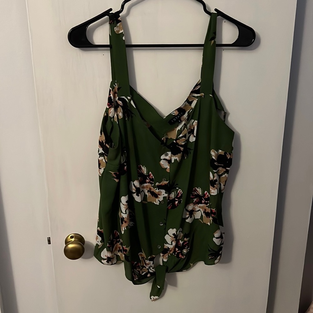 GREEN FLORAL BLOUSE, size L